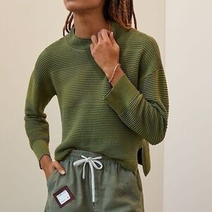 Anthropologie Daily Practice Mockneck Ribbed Green Sweater Women’s Size Medium